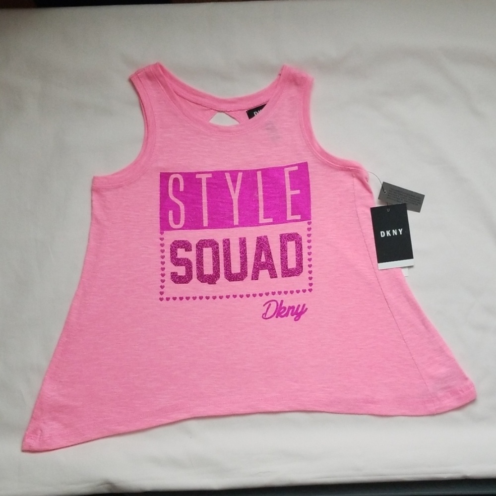 DKNY "Style Squad" Pink Tank. Girl's Sz M (8-10).